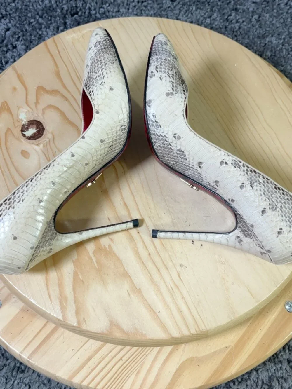 Cesare Paciotti Pumps Womens Size 6 Leather Stiletto Heel Snakeskin Print Italy